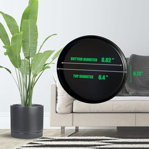 Yukfona Ceramic Plant Saucer Tray 2 Pcs 6.4 Inch Black, 6.4" OD x6.02 ID x0.9 Deep| Fits Flower pots Bottom≤ 6.02", Heavy Duty Glazed Round Planter Drip with Catch Basin for Indoor Outdoor Plants - color: Black, size: 6.4in 2pack