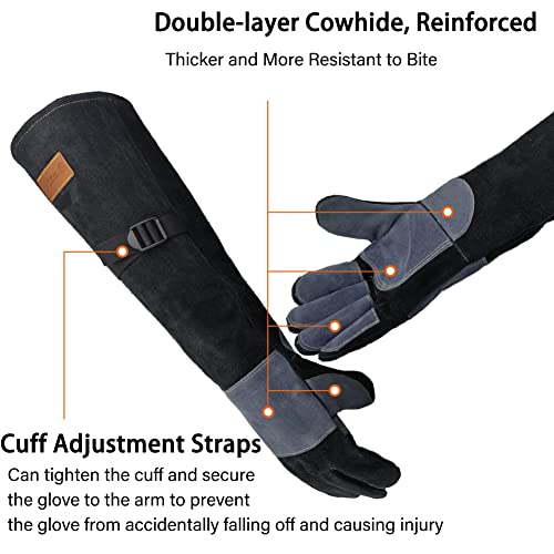 WZQH 21.3 In Gloves for Animal Handling,Welding,Bite Proof for Cat Dog.M - color: Black, size: Medium (Pack of 1)