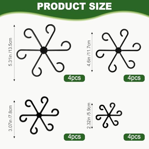 16pcs Plant Stem Support, Plant Support for Indoor Plants, 4 Sizes Climbing Houseplant Stem Holders, Reusable Plant Stabilizer, Indoor Plants Accessories - color: black
