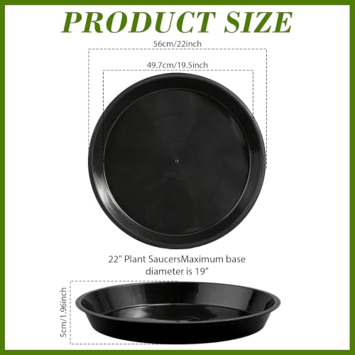 6 Pack 22 inch Plant Saucers for 19 inch Planters, Modern Matte Finish 18 20 22 25 inch Flower Pot Drip Tray Base for Indoors Outdoors, Heavy Duty Plant Trays to Catch Water, Black - size: 22 inch