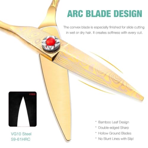 JASON Hair Cutting Scissors Shears - 6" Professional Salon Barber Slide Cut - size: 6.11