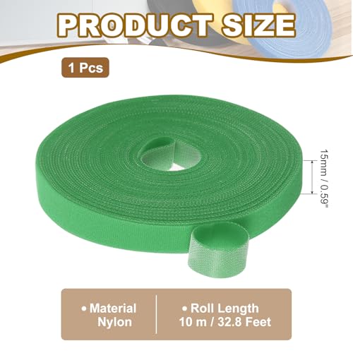 PATIKIL 0.6" x33FT Hook and Loop Tape Double-Sided Nylon Strips Green - color: Green, size: 0.6"x33FT