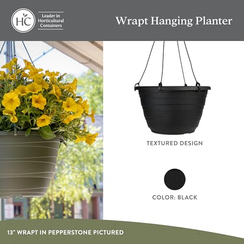 The HC Companies Wrapt Hanging Planters - Lightweight Plant Pot Hanger for Hanging Plants, Vegetables & Herbs - Outdoor & Indoor Hanging Basket for Plants (11" Black, Pack of 1) - color: Black, size: 11", style: Pack of 1