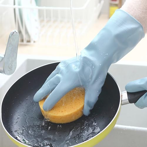 2 Pcs Long Sleeve Dishwashing Gloves, Waterproof Kitchen Cleaning Gloves - color: Blue01, size: Medium