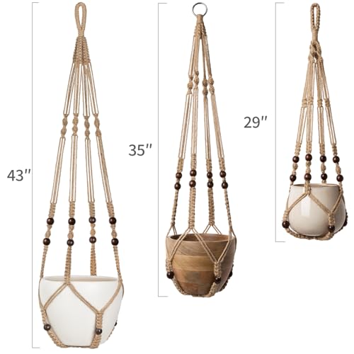 Mkono 3 Pack Macrame Plant Hangers Hanging Planters for Indoor Plants Brown - color: Brown, size: Large