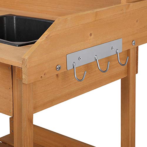Yaheetech Potting Bench with Sink & Drawer, Outdoor Gardening Table, Wood - color: Wood