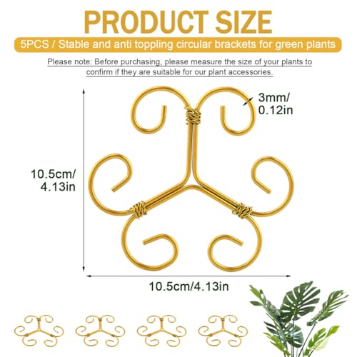 5 Pack Plant Stem Support Set, Reusable Iron Plant Stakes for Indoor Plants, Plant-Support-Stakes for Thriving Growth, 4.13 x 4.13inch(Color:Gold) - color: Gold
