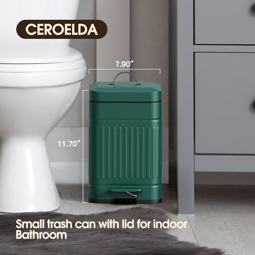 CEROELDA Small Trash Can with Lid-1.3 Gal, Dog Poop Trash Can Outside-Green - color: Green
