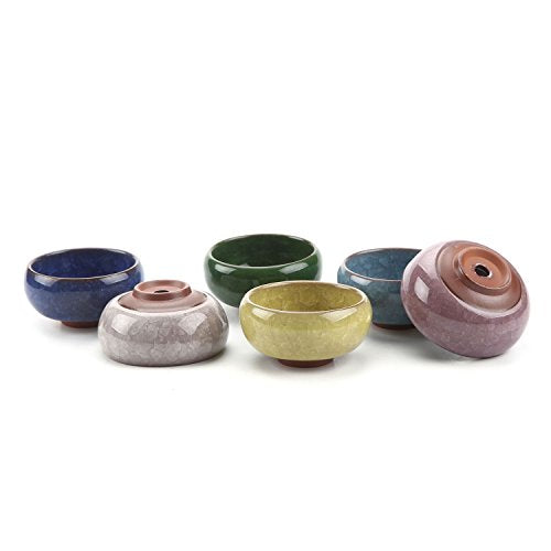 T4U Mini Succulent Pots, Small Shallow Ceramic Pots, Retro Gift Set of 6 - size: Small