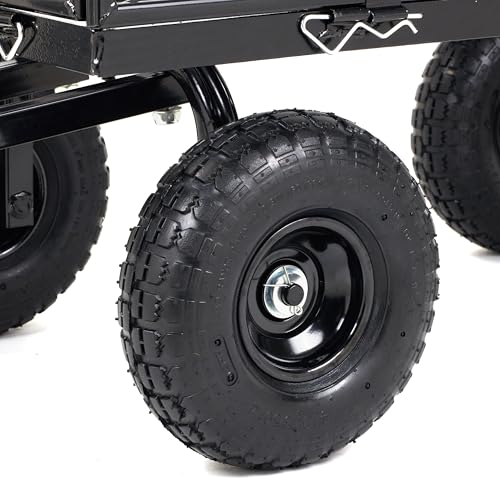 Finnhomy Heavy Duty 1000 Lbs Capacity Mesh Steel Garden Cart, Pullable Garden Wagons Carts on Wheels, Folding Utility Wagon with Removable Sides for Outdoor, Yard, Lawn, Black - color: Black