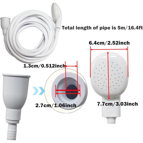 5m/16.4ft Sink Spray Rubber Hose Portable Faucet Sprayer Garden, Shampoo Sprayer Handheld Shower Head Spray Hose Attachment for Dog, Pets, Bathing Baby, Washing Hair, Rinsing Vegetables - color: White - 5m/16.4ft