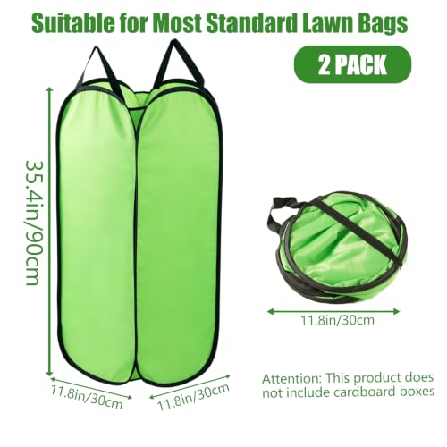 2 Pack Leaf Bag Holder Reusable Pop Up Leaf Bag Chute for Easy Leaves Collecting Foldable Lawn Bags Holder Funnel for Lawn Yard Garden Camp, No Bending Required, Fits Paper Yard Bags