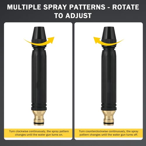 Heavy Duty High Pressure Hose Nozzle, Home High-Pressure Car Wash Water Gun with Booster Nozzle and Hose, 3-Modes Adjustable Multi Function Lawn & Garden Watering Sprayer