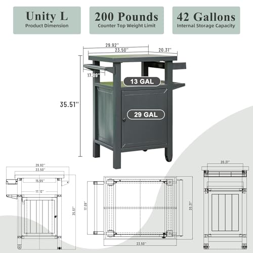 Patio Storage Box Outdoor Storage Cabinet - color: Grey - 29.92 X 20.31 X 35.51 Inch