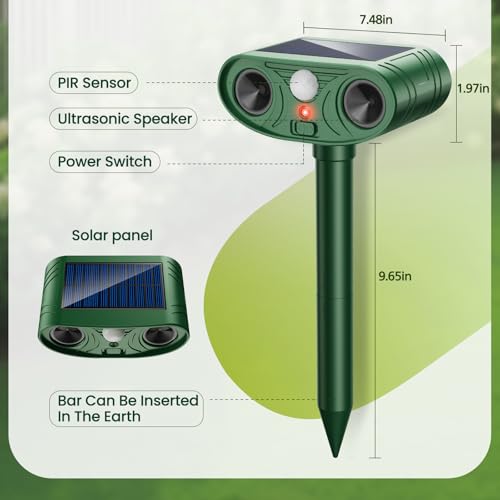2026 Upgraded Ultrasonic Solar Animal Repellent Outdoor