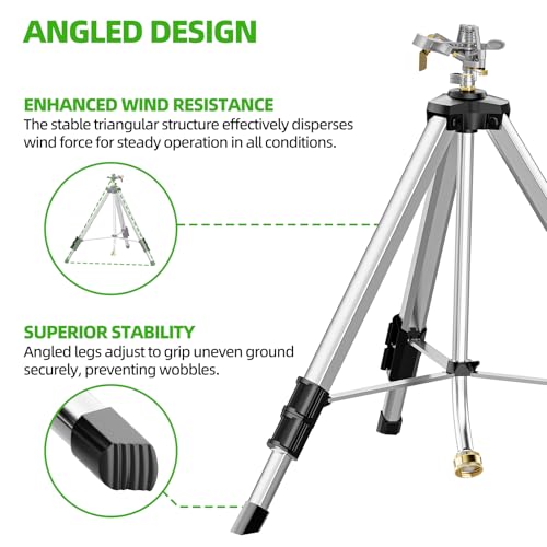 SPECILITE Brass Impact Sprinkler on Tripod Base, Waters up to 90ft, 50 inch