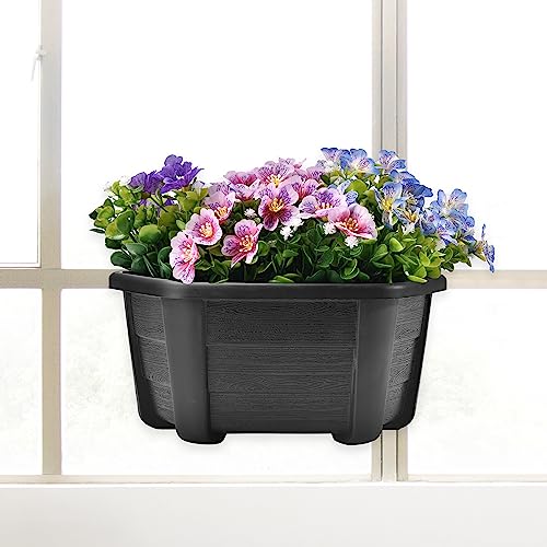 ORIMERC 9.8 Inches Self Watering Wall Planters for Indoor Plants, Railing Planters Balcony Planters Wall Hanging Planters, Lightweight, Dark Coffee (Pack of 8) - color: Dark Coffee