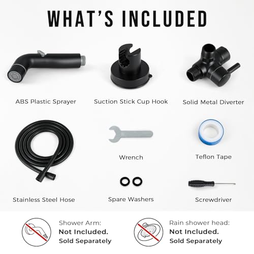 G-Promise 2 Mode Dog Shower Attachment with Extra Long Hose Adhesive Mount - color: Matte Black, size: 78 Inch Hose