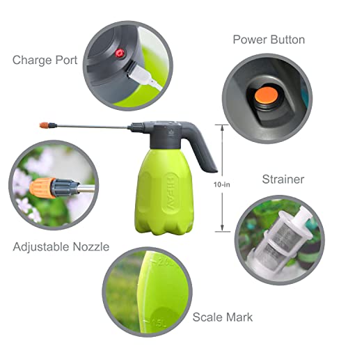 HIFAY ES2-PRO Electric Spray Bottle 2L/0.5Gallon, Rechargeable Battery Powered Sprayer Spray 60 Bottles On a Single Charge, Automatic Plant Mister,Pump Sprayer,Indoor Watering Can for Plants - color: Green