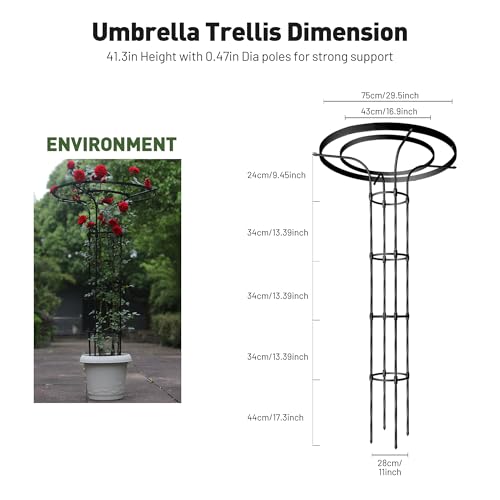 Umbrella Top Garden Trellis for Climbing Plants Outdoor, 5.7FT Tall Obelisk - color: Tall - 68.9" Height