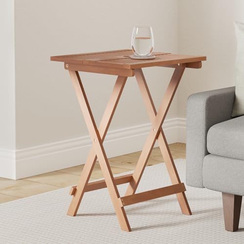 Furinno TIOMAN Outdoor Folding Patio Table with X-Legs, Natural - size: Large Square Folding Table