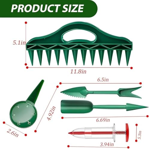 12-Hole Digger Seed Spreader,7 Piece Sowing Seeds Dispenser Set,Mini Seed Dispenser for Small Seeds, Handheld Seed Planter Tool Seed Dibber Multifunctional Spacer Gardening Tools