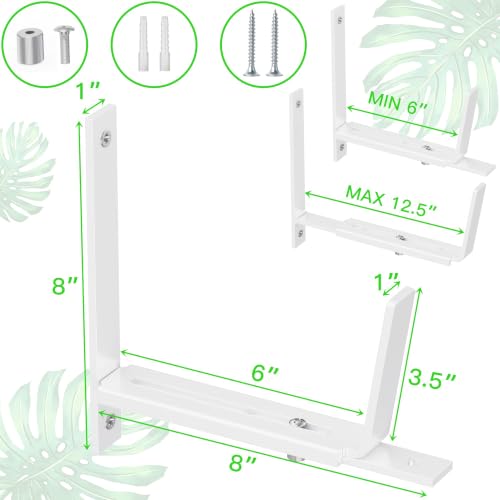 Y&M Adjustable Window Box Brackets 2 Pack, Wall Mount Planter Box Brackets - size: Set of 2- White