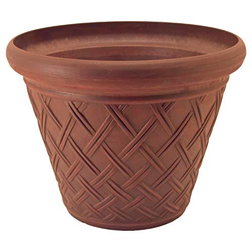 PSW Pot Collection Basket Weave Planter Pot for Indoor and Outdoor Plants and Gardens, 18-inch, Terra Cotta Color - color: Terra Cotta, size: 18 by 14-Inch