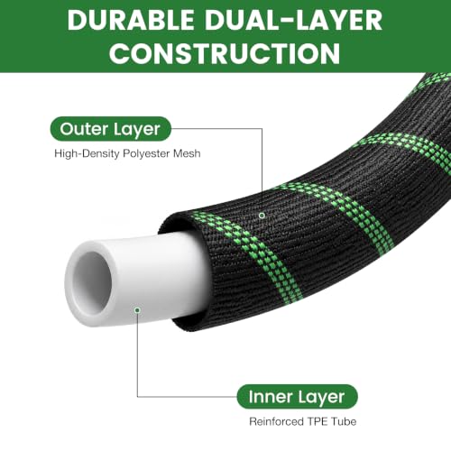 Garden Hose 50ft, Non-Expandable Flexible TPE Tube Water Hose - color: Black and Green, size: 50ft