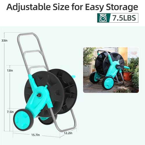 Garden Hose Reel Cart, Hold Up to 75-100 Ft of 5/8 Inch Hose - size: 5/8 75FT-100FT