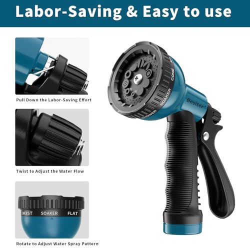 Besiter Garden Hose Nozzle Sprayer 10 Watering Patterns Spray Nozzles Heavy Duty Hose Head Lightweight Hose Attachment 2 Pack Bluegreen - color: Blue Green