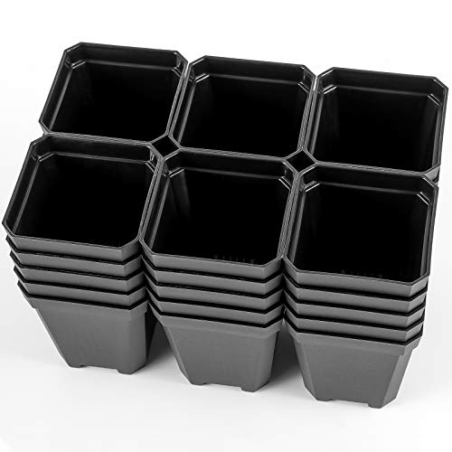 100 Pack 2.7 Inches Square Nursery Pot, Plastic Nursery Pots with Drainage Hole for Seedlings, Succulents, Potted Plants, Black