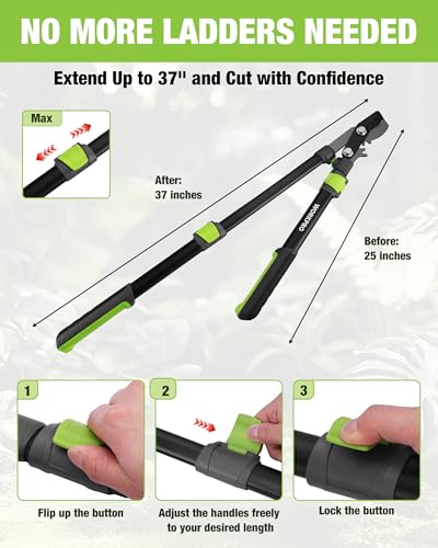 WORKPRO Extendable Bypass Lopper for Gardening, 25-37" Branch Cutter - size: 1PC- 25"-37" Lopper