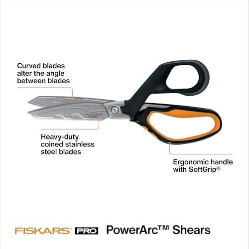 Fiskars Pro 8" PowerArc Shop Shears, Heavy Duty Serrated Utility Scissors - style: Serrated 8 in.