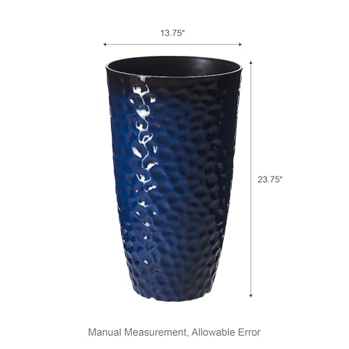 Glitzhome 23.75" H Oversized Tall Planter,Modern Set of 2 Honeycomb Textured Gradient Cobalt Blue Round Garden Plant Pots with Drainage Holes Flower Containers for Indoor Outdoor,Front Porch,Patio - color: Gradient Cobalt Blue, size: 23.75"H