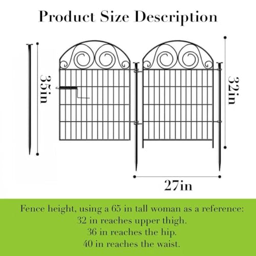 Getlay Tall Garden Fence Animal Barrier with Gate, 32 in(H) 8 Panels Garden Fences and Borders for Dogs, Dog Fence Outdoor for Yard, Total Length 17.5 Ft Metal Temporary Fencing│Patented - size: 32''(H)-8panels-17.5ft(L)