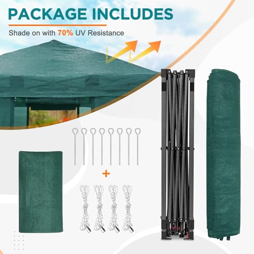 EAGLE PEAK 10x10 Walk in Shade Cloth Cover Greenhouse Instant Pop up Portable Gardening Green House with Mesh Cover, Roll up Doors, Green