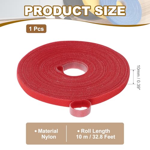 PATIKIL 0.4" x33FT Hook and Loop Tape Double-Sided Nylon Strips Red - color: Red, size: 0.4"x33FT