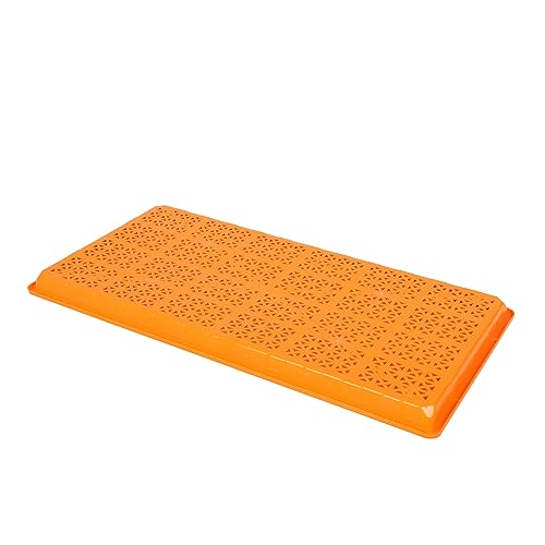 SUNPACK 10" x 20" Heavy Duty Mesh Plastic Seed Starting Tray, Orange, 1" - Ensures Water Drainage and Aeration, Perfect for Greenhouses or Indoor Gardening - color: Orange