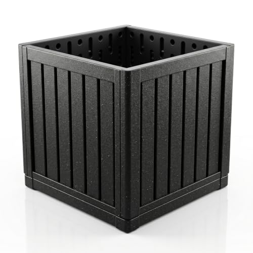 17.7" Large Square Planter Box for Outdoor Plants, Black - color: Black