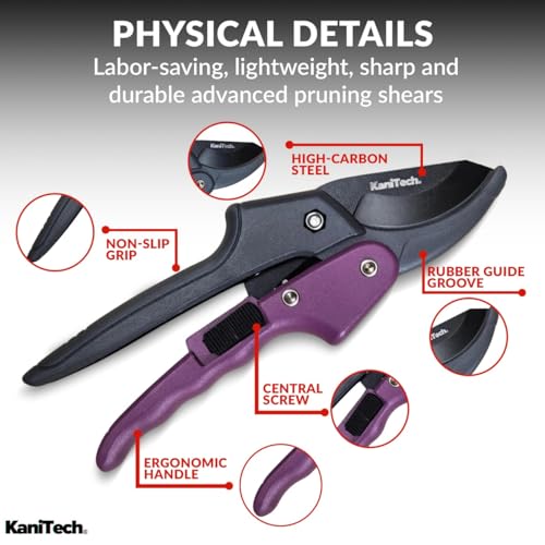 Pruning Shears for Gardening with Gloves - Heavy Duty Garden Shears, Aluminum Hand Pruners with TPR Grip Handle, 8 inch 3.55mm Thick Blade - for Branches, Flowers & Plants (Purple) - style: Purple