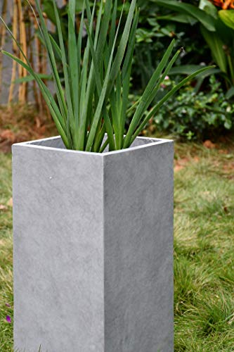 Kante Accent Column Square Pale Gray Concrete Planter 23.6" H, Outdoor - color: Natural Concrete, size: 23.6" H