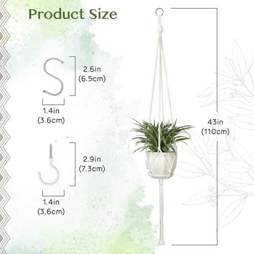 AOMGD 6 Pack Macrame Plant Hanger Indoor Hanging Planters, 43", Ivory