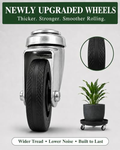 2 Pack Metal Plant Caddy With Wheels 14 Inch Black, Round Rolling Heavy Duty Plant Dolly, Heavy Plant Pot Mover Outdoors or Indoors, The Metal Wheel Can Rotate 360 Degrees or Lockable. - size: 14