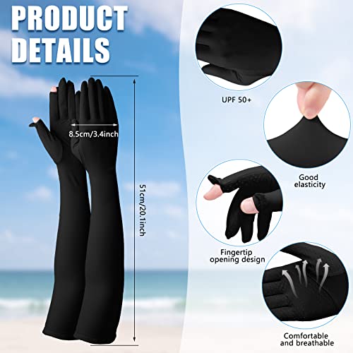 Jecery 2 Pairs Driving Gloves Women UV Protection Long - color: Black, White
