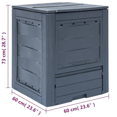 Plastic Compost Bin 23.6x23.6x28.7 Inches Outdoor Garden Composter with Split Lid for Organic Waste Collection