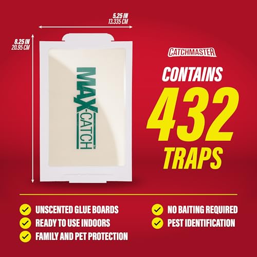 Catchmaster Max Catch Mouse & Insect Glue Traps, Case of 6 Packs of 72 Classic Glue Boards (432 Total), Bulk Mouse Traps Indoor for Home, Pest Control for Industrial & Office Use - style: 432-PK Classic