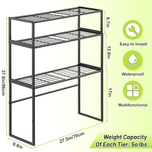 Metal Plant Stand Indoor Outdoor, 3 Tier Potted Multiple Flower Pot Holder Rack Plant Shelf, Heavy Duty Planter Display Shelving for Patio Balcony Garden Living Room Decorative (Black-3 Tier) - color: 3 Tier-Black-B