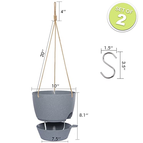 SwinDuck 10 Inch Self Watering Hanging Pots, 2 Pack Hanging Planters with 40oZ Deep Reservior for Indoor Outdoor Plants Flowers, Grey - color: Grey Speckles, size: 10inch