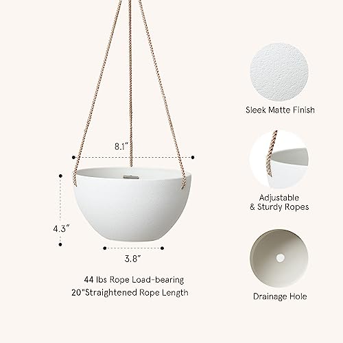 LA JOLIE MUSE Hanging Planter Baskets for Indoor Plant, Set of 2, 8 Inch - color: White, size: 8 Inch
